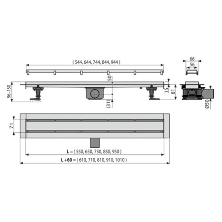 Supporting groove Alcadrain Eko AG071401850, standard, 850 mm-2
