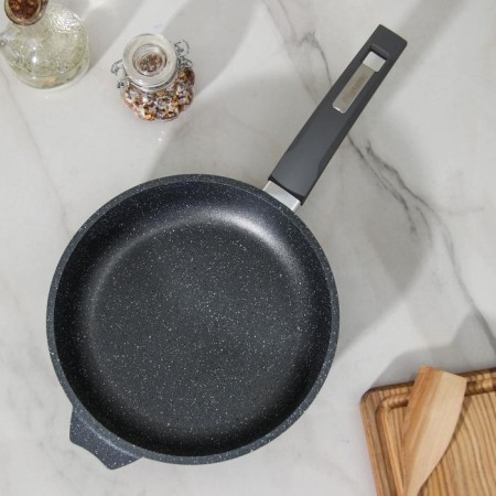 Granite pan, d = 22 cm, plastic handle, anti -stick coating, gray color-1