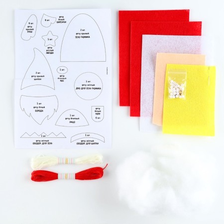 New Year's set to create a toy made of felt "New Year! Red gnome "-2