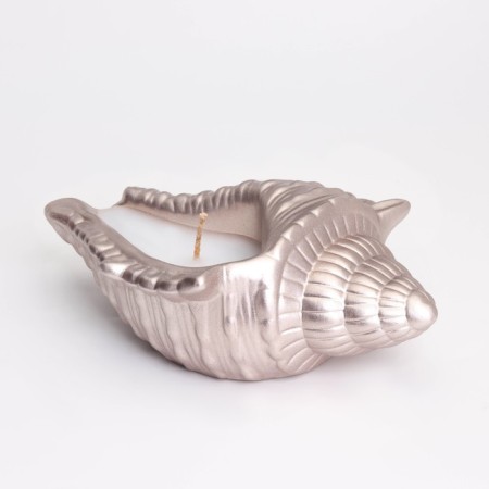 Candle "shell" in a candlestick of gypsum large, 17x11x5.5cm, champagne-2