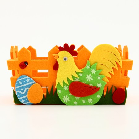 Easter decor of orange basket "Cockerels" 10x16x9 cm-2