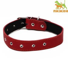Leather collar on synthetic winterizer, dimensionless, 71 x 3.5 cm, Osh 29-62 cm, red