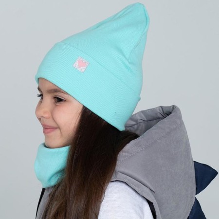 Hat for girls, mint color, size 54-58-2