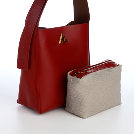 Women's bag on the Textura screw castle, small size, burgundy color-3