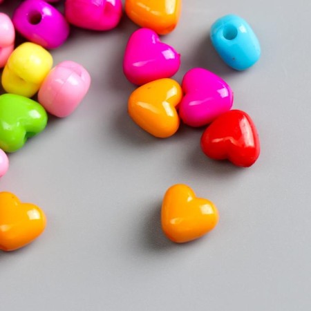 Beads for creativity plastic "Heart -to -beeous" Color set 100 pcs 1x1.1 cm-4