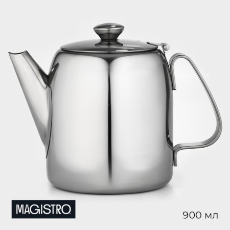 Hot teapot made of stainless steel Magistro Silver Line, 0.9 liters