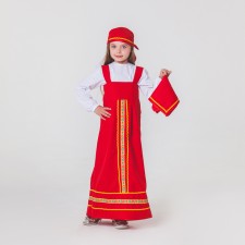 Matryoshka carnival costume, scarf, sundress, scarf, shirt, height 122-128 cm, 6-7 years old