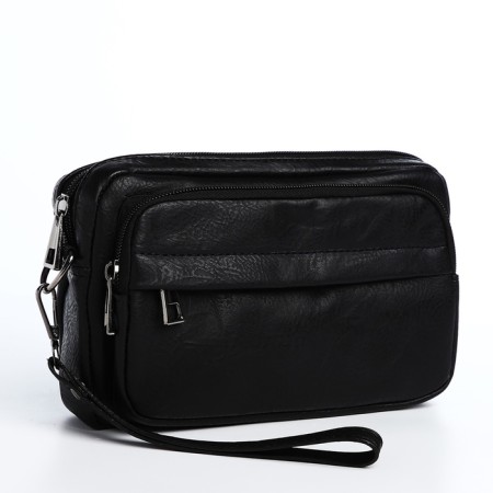 Male bag over the shoulder, artificial leather, black color