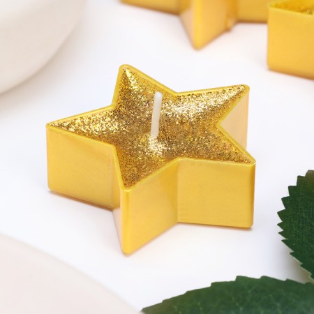 Candle in the sleeve "Star", set of 12 pcs, golden spit-1