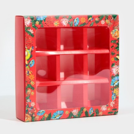 Box for 9 sweets with cells "Bright New Year" 14.5 x 14.5 x 3.5 cm, New Year-5