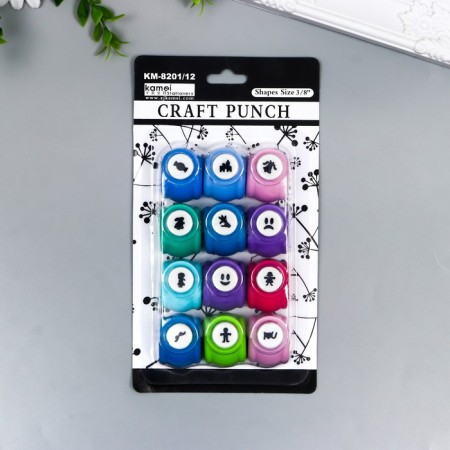 Set of curly holes 12 pcs Figure 1 cm MIX 21x10x3 cm