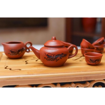 A set for the tea ceremony ceramic Dragon, 10 items: 8 PIAL 35 ml, kettle 200 ml, hour 150 ml, brown color-12
