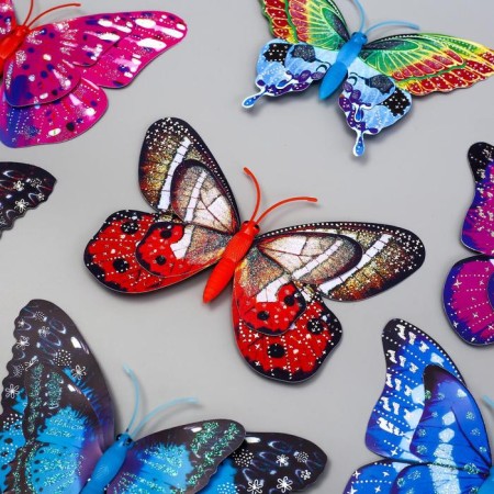 Magnet Plastic "Butterflies Double Wings" Harography and sparkle mix 10.5x15 cm-1