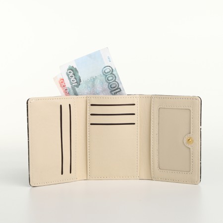 Women's wallet on the button, black color-4