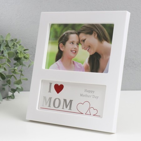 Photo frame plastic 10x15 cm "Mom's day" white 18.5x21.5 cm-1