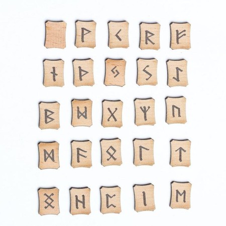 Runes for fortune telling "Scandinavian", 25 pcs, natural oak, bag-5