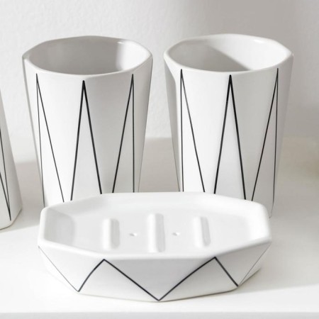 Loko bathroom set, 4 items (a 280 ml soap dispenser, soap dish, 2 cups 250 ml), white color-1