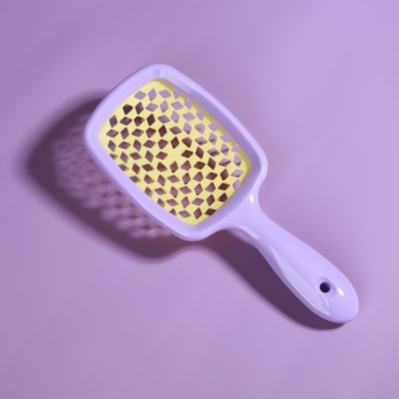 The comb is massage, wide, ventilated, 8.5 × 20.5 cm, PVC box, lilac/yellow color-6
