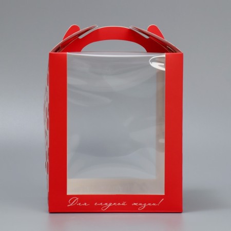 Box for a small cake, confectionery packaging, “poppies”, 15 x 15 x 18 cm-1