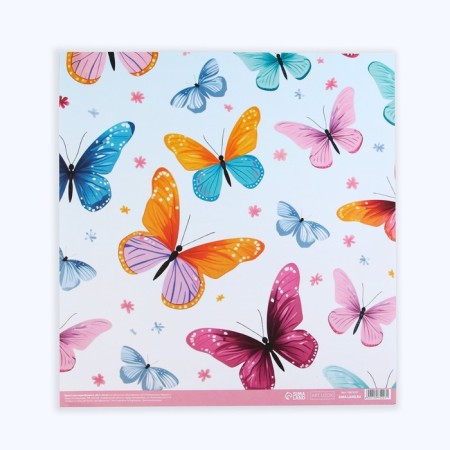 Scrapbooking paper "Bright butterflies", 30.5 x 32 cm, 180 g/m²-2
