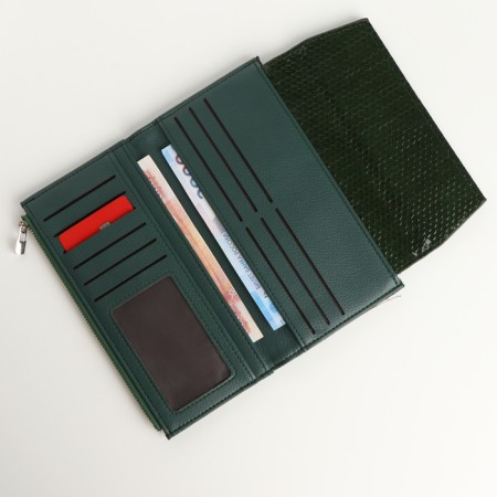Women's wallet on magnets, green color-4