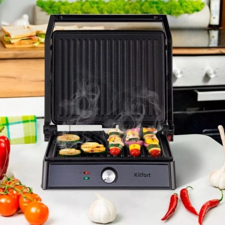 Electric grill KitFort KT-1699, 2000 W, anti-stick coating, 29x24 cm, black-1