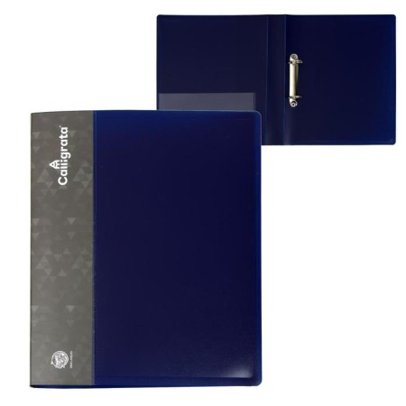 Folder on 2 rings A4, Calligrata, 40 mm, 700 μm, pocket at the end, blueberry