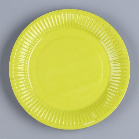 Disposable paper plate "yellow-green", plain, 18 cm-1