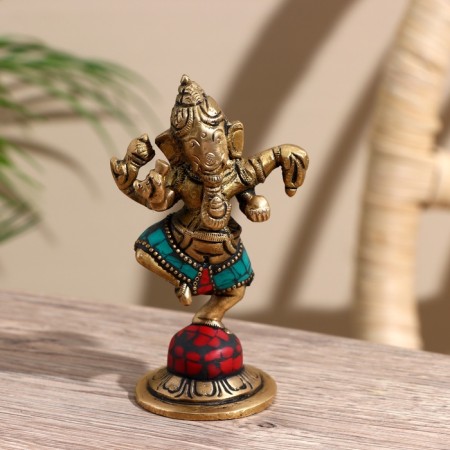 Souvenir "Ganesha" Brass, stone 10 cm