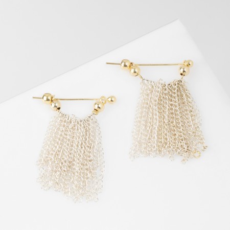 Earrings Metal "Chains" Assembly Mini, Color with Silver-Golden-1