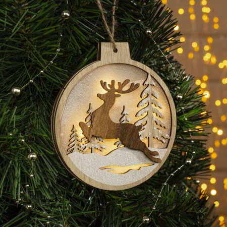 Christmas tree toy "Running Deer", from batteries, glow warm white