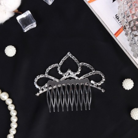 Hair diadem "Medea" heart grace, 8.5 × 7 cm, silver-1