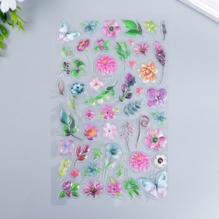 Stick plastic volumetric "butterflies and flowers" mix 14.5x25 cm-1