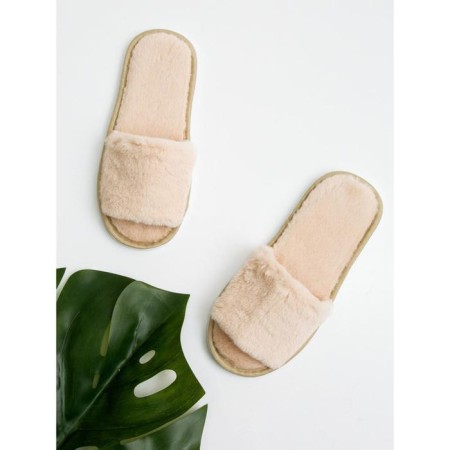 Women's slippers open nose, size 36-38, beige color-5