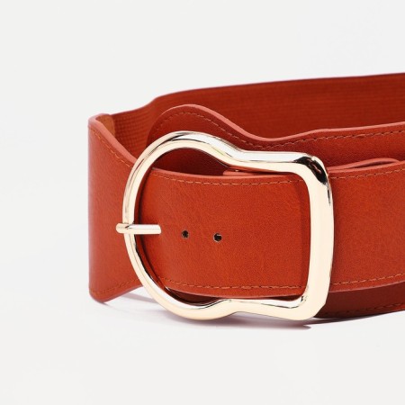 Women's belt, width 8 cm, elastic band, metal buckle, redhead red-1