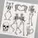 Tattoo on the body Black "Skeletons" 10x10 cm