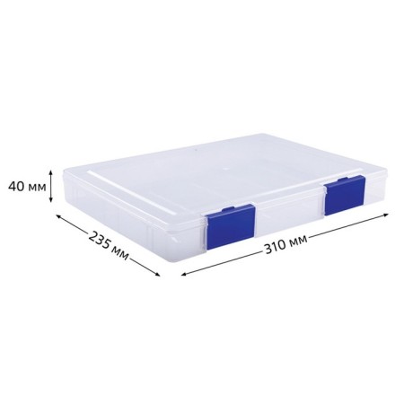 A4 document folder, with blue latches, 230 x 305 x 40 mm, transparent case-6