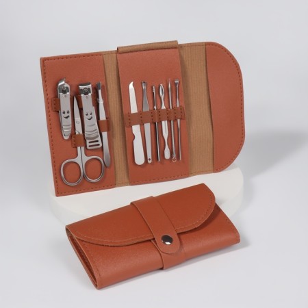 The manicure set "Lucy", 10 objects, leatherette-chehol, brown color-2