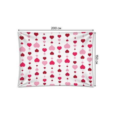 Decorative panel with photo printing "garland from hearts", horizontal, size 150x200 cm-1