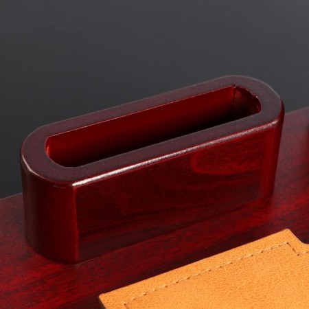 Table set 6V1 with a business card holder and clock, red tree-11