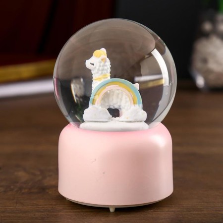 Souvenir Polystone Water Ballion Music, Light "Lama and Rainbow" MIX 12.8x8x8 cm-4