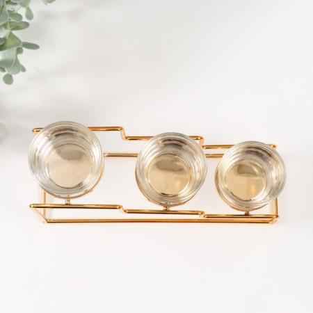 Climber Metal, glass for 3 candles "Staircase" Gold 20x6x10 cm-5