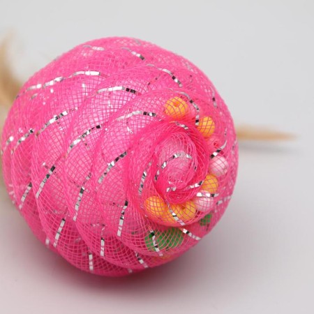 Passing Ball "Festive" with feathers, 4.5 cm, mix of flowers-2