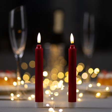 LED candle wax "red", 2x19 cm, AAX2 (not in the set.), T/white