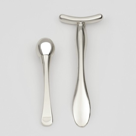 Massagers for the face and neckline, set - 2 pcs, silver color-5