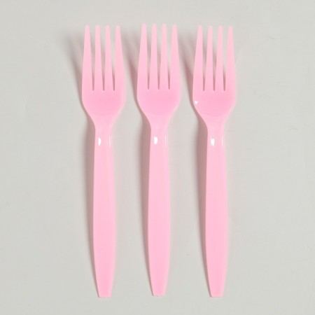 Plastic forks, 6 pcs., Pink color