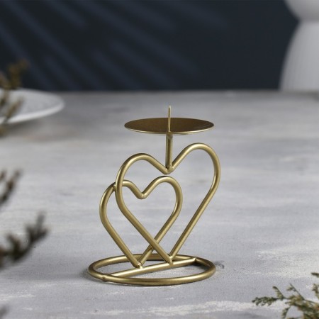 Valentine 3 candlestick for one candle, 10x10.7 cm, gold-2