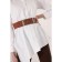 Women's belt, width 6 cm, buckle metal, brown color