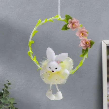 Souvenir suspension "Bunny on a wreath with flowers" mix 15x21 cm-4