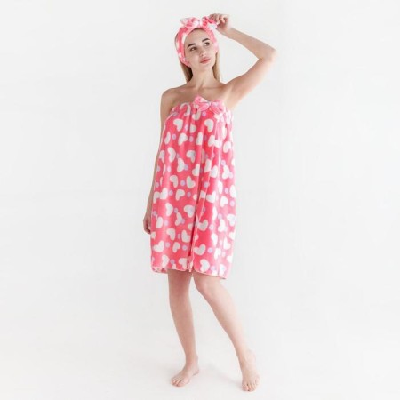 Set for a bathhouse and bathroom Ethel "Hearts" towel-Pareo 75*120 cm+bandage